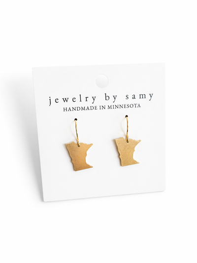 Minnesota State Dangle Earrings - Gold Minimal Jewelry