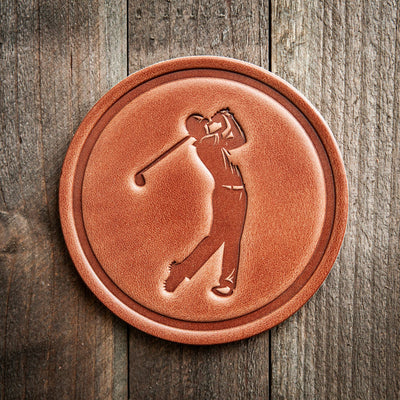 Golfer Leather Coaster