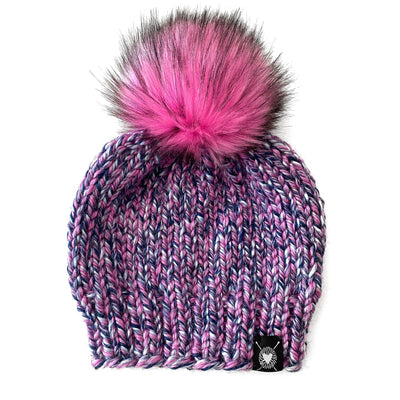 Solid Faux Fur Pom-Pom Beanie in Bubbleyum(wool free) Baby/Y