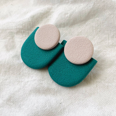 Etta | Two-toned Statement Stud Polymer Clay Earrings