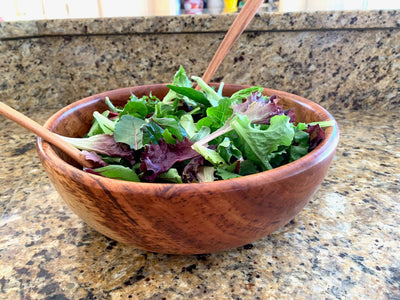 Tropical Hardwood Salad Bowl & Serving Set
