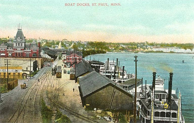 Postcard MN-123 Boat Docks, St. Paul