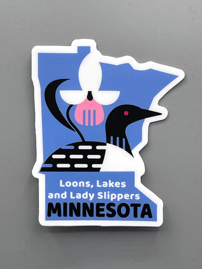 Loons, Lakes, and Lady Slippers Minnesota Sticker