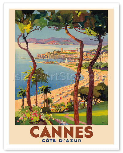 Cannes Beach - Cote d'Azur, Ete Hiver, France 12"x18" Print