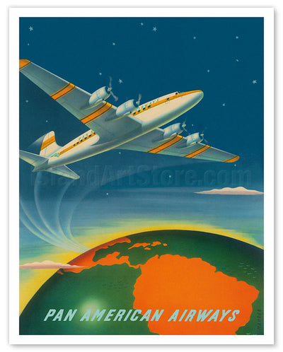 Serving the Americas Since 1928 - Pan American World Airways - c. 1949 12"x18" Print