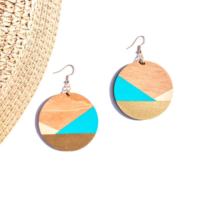 Acrobat Dipped Wood Colorblock Earrings
