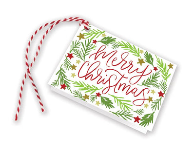 Merry Branchs & Stars Holiday Gift Tags