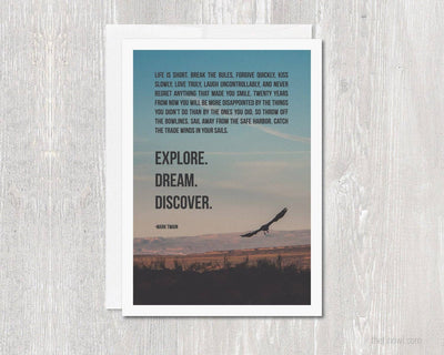 Greeting Card - Explore Dream Discover Quote