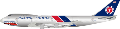 Inflight200 1:200 Flying Tiger Line Boeing 747-123F N800FT (Shark mouth livery, polished) w/ Stand and Key Tag IF741FTSM-P