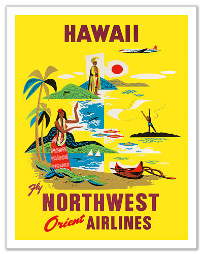 Northwest Orient Hawaii c. 1960s 12x18 Master Art Print PRTB1014