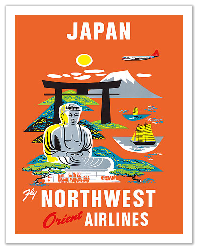 Fly Northwest Orient Japan c. 1950s 12x18 Master Art Print PRTB3137