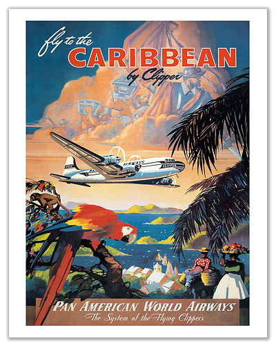 Pan Am "Fly to the Caribbean by Clipper" (Mark Von Arenburg) c. 1940s 12x18 Master Art Print PRTB3199
