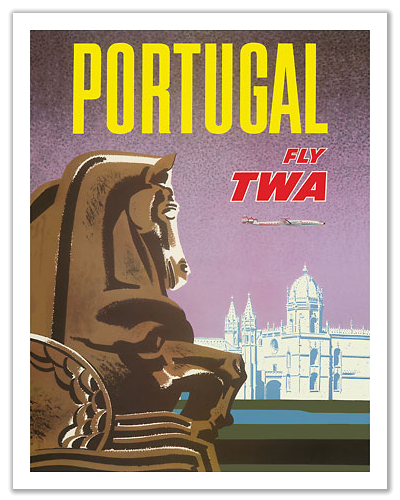 Fly TWA Portugal (Jerónimos Monastery Lisbon, David Klein) 12x18 Master Art Print PRTB3247