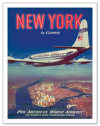 Pan Am New York, USA by Clipper (Boeing 377 Stratocruiser) 12x18 Master Art Print PRTB4505