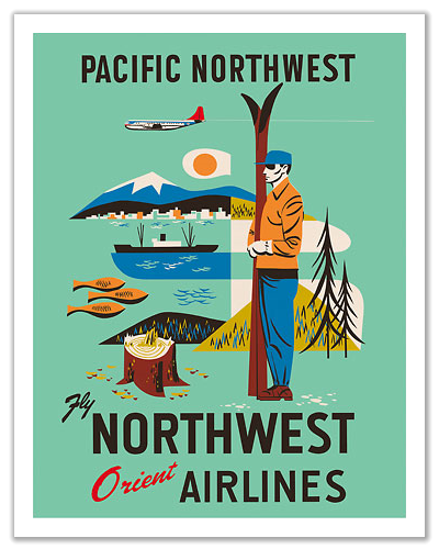 Fly Northwest Orient Pacific Northwest 12x18 Master Art Print PRTB4566