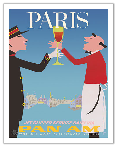 Pan Am Paris "Glass of Wine" c. 1958 12x18 Master Art Print PRTB8124