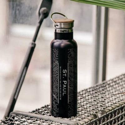St. Paul Map Stainless Steel Bottle with Bamboo Top