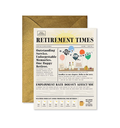 Retirement Times Newspaper Congratulations Card